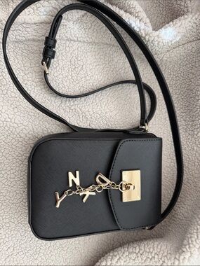 DKNY Black Crossbody with Gold Logo Charm